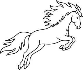 fully editable outline fire horse vector illustration