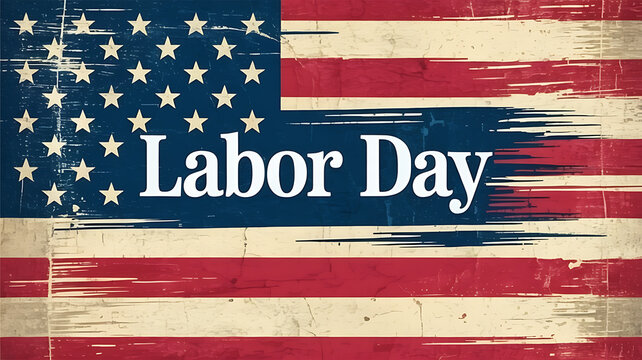 Distressed american flag labor day design: celebrate workers with a vintage image - perfect for banners, posters, and social media