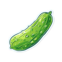 Minimalist Vector Illustration of a Green Cucumber Sticker Design for Flat Design Lovers and Graphic Projects