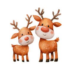 Adorable Watercolor Reindeer Illustration Perfect for Christmas Clipart and Holiday Decor