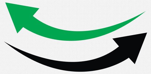 black and green arrow flat style icon on transparent background. arrow icon for your website design, logo, app, ui. arrow indicated the direction symbol. curved arrow sign.