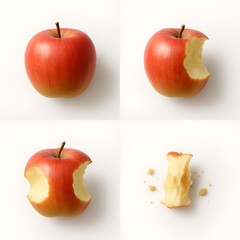 Realistic Red Apple Bite Sequence
