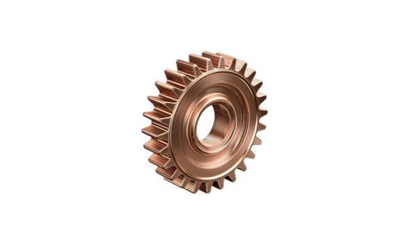 Copper Gear Detail isolated on a transparent background