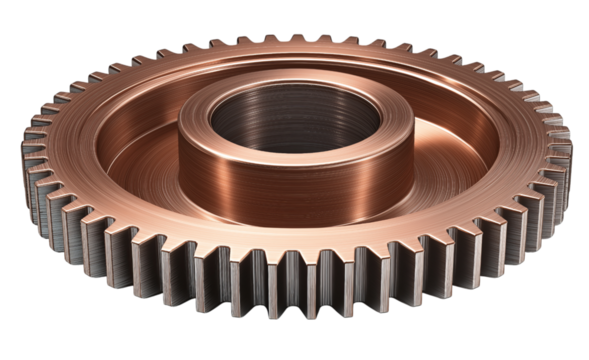 Copper Gear with Inner Hub isolated on a transparent background