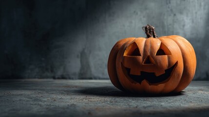 Carved halloween pumpkin with transparent background for holiday season