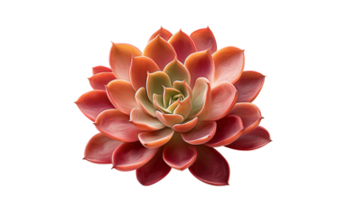Succulent flower with pink and green hues isolated on a transparent background