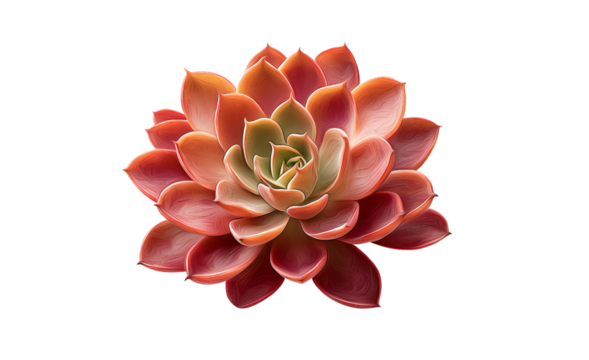Succulent flower with pink and green hues isolated on a transparent background