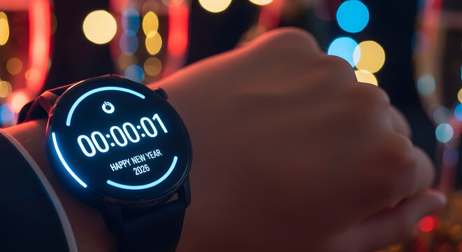 New Year's Countdown 2026: Smartwatch Digital Display