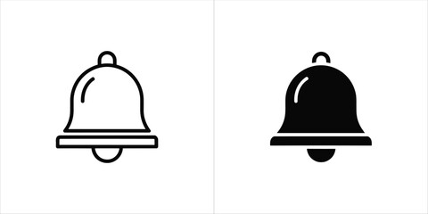 Vector art of two notification bell icons, one in black and white