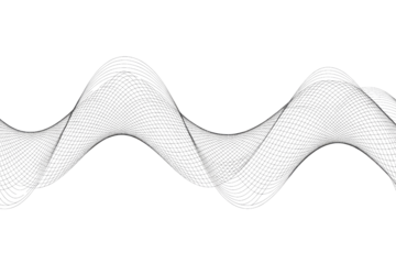 Abstract white mesh wave pattern on a deep transparent background, featuring dynamic, interconnected lines forming a flowing, complex geometric design. background removed