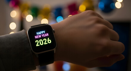 New Year's Countdown 2026: Smartwatch Digital Display