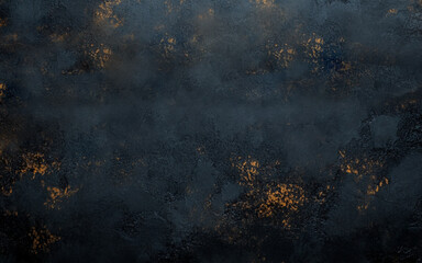 Texture of black and golden decorative plaster or concrete with vignette. Abstract grunge background for design. Vector wall copy space for text