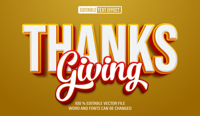 Editable 3d text style effect - Thanks Giving text effect Template