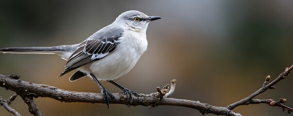 Mockingbird perched on a branch in a natural outdoor setting