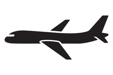Airplane silhouette simple travel and aviation icon illustration
