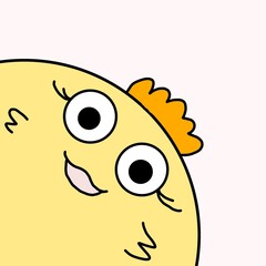 Obraz premium Cute and cheerful cartoon illustration of a yellow character with a playful expression. Great for children’s content, stickers, and positive-themed designs.