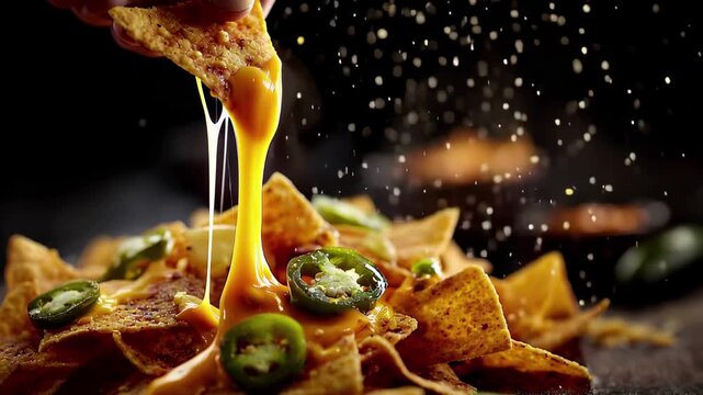 Delicious Nachos with Melted Cheese and Jalapeos A Culinary Delight.