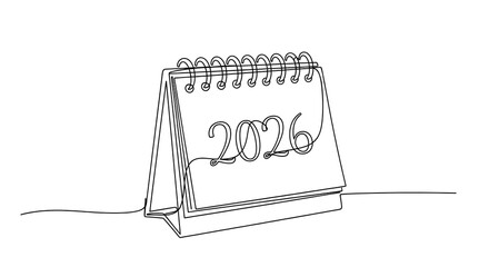 Hand drawn sketch of a spiral bound desk calendar with the year 2024 written on it