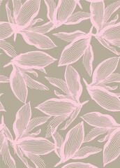 summer tropical garden floral leaves illustration background seamless pattern repeat print textile fabric vector artwork