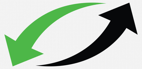 Green  and black curved graph with arrow.