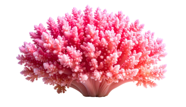 Close-up of vibrant pink coral structure, isolated on a black background - Powered by Adobe