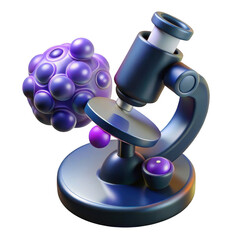 Obraz premium 3D Microscope Icon - Research, Science, Isolated on Transparent Background