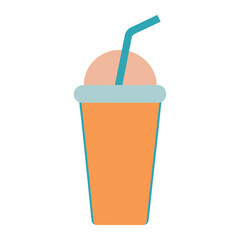 Vector illustration of cold drink and juice cup, Colorful and flat design style isolated on white background.