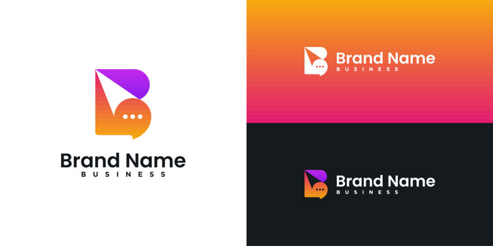 letter B logo for technology, internet, chat logo design inspiration
