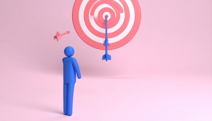 Conceptual illustration depicting business goals and success with a target focus precision strategy