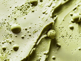 Luxury Macro Photo of Matcha Green Tea Mousse Texture