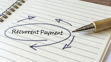 A pen drawing arrows around Recurring Payment on a notepad