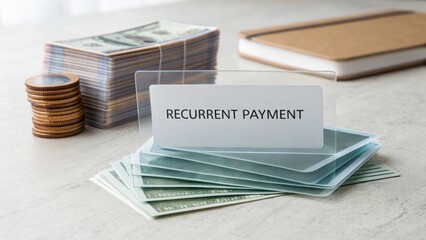 Conceptual image of recurrent payment with money and documents