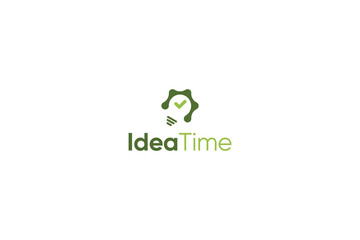 Idea bulb creative innovation checkmark logo 