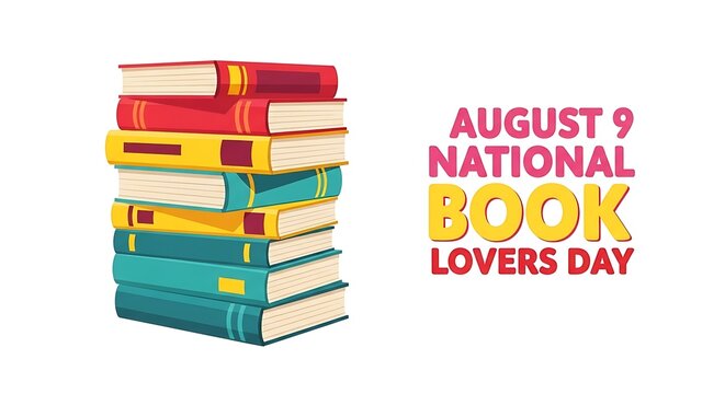 Celebrate national book lovers day with a stack of colorful books
