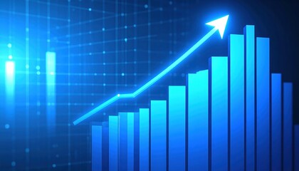 Dynamic blue financial chart illustration symbolizing growth and upward trends in business and