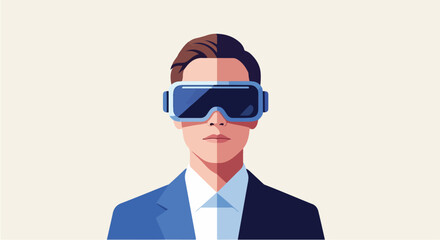 Metaverse Business Innovator – Futuristic Vector Portrait of Virtual Reality Entrepreneur and Tech Visionary