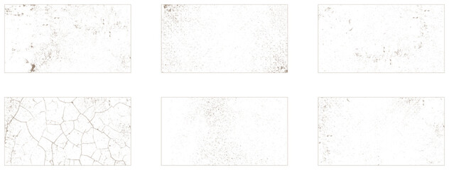 Grunge overlay textures with dust grain isolated on white background. Set of vector 