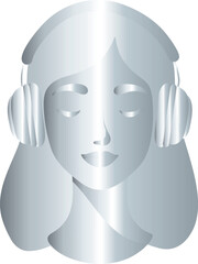Silver Woman Listening to Music