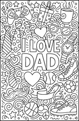 Fototapeta premium I love Dad hand drawn vector illustration doodle art line art coloring page for kids