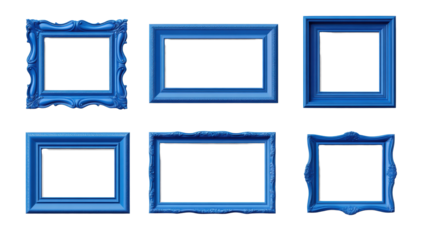 Blue Decorative Frames on Transparent Background