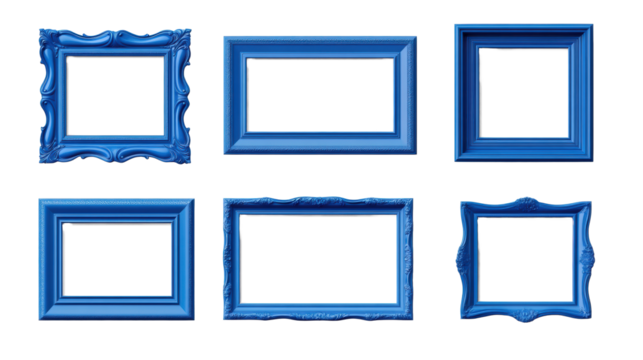 Blue Decorative Frames on Transparent Background - Powered by Adobe