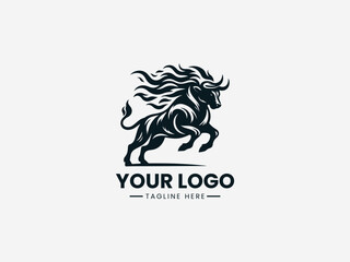 Fototapeta premium Fiery bull head surrounded by blazing flames representing power energy and strength vector illustration