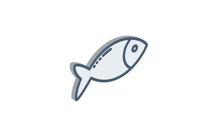 Simple blue fish icon in minimalist style on white background