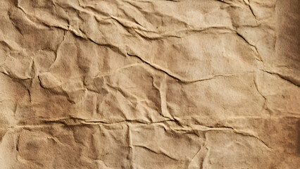 Close up of crumpled texture of old craft paper