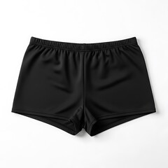 Plain black athletic shorts with elastic waistband