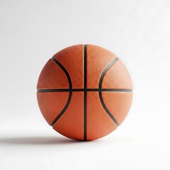 Close up shot of a classic orange basketball on a white background