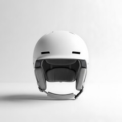 Clean white ski helmet with dark interior on a white background