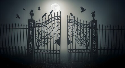 The Moonlit Gate of Shadows: A Haunting Entrance to the Forgotten Cemetery Beneath the Full Moon’s Watch