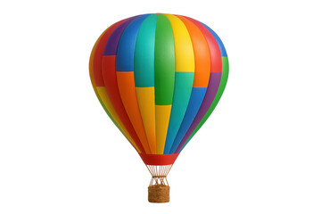 Fototapeta premium Hot air balloon floating, vibrant rainbow colors creating a joyful travel, adventure and freedom concept