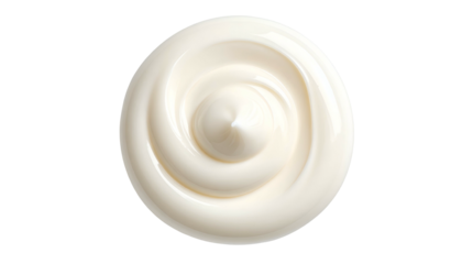 Close-up of creamy white swirl against a black background, resembling a food topping
